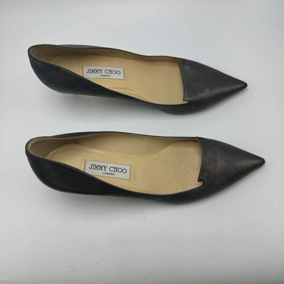 Jimmy Choo Allure Leather Kitten Heels Gray Metallic Pumps IT Size 40.5 US 10.5 - Picture 2 of 12